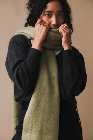 Pipe & Row CHUNKY SOLID SCARF - Light Olive Green | Garmentory