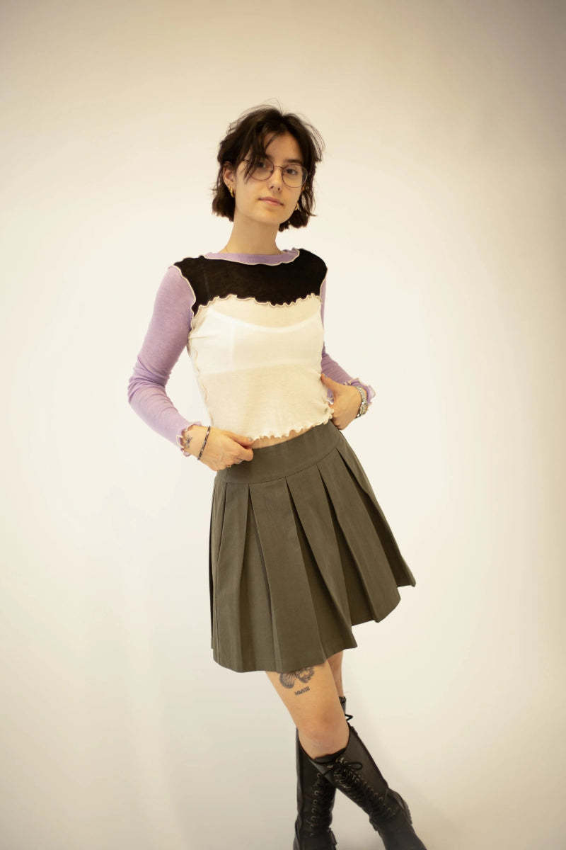 Eliza Faulkner Portia Pleated Mini Skirt - Khaki