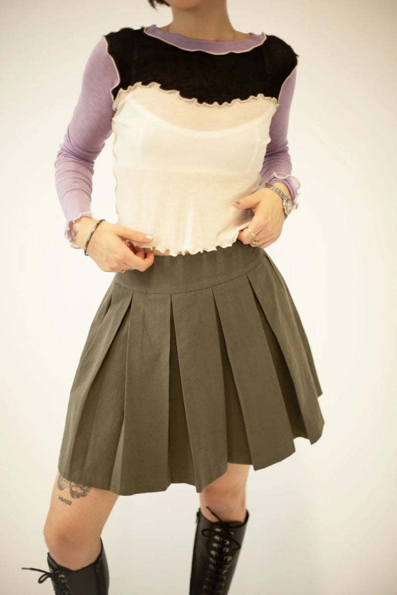 Eliza Faulkner Portia Pleated Mini Skirt - Khaki