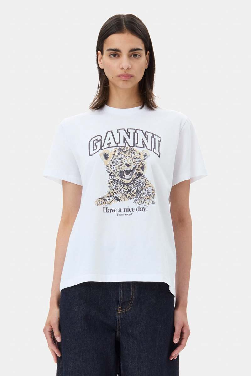 ★早期完売★GANNI★BASIC JERSEY TATTOO RELAX FIT T-SHIRT★ Ganni Basic Jersey Tattoo Lace Relaxed T-Shirt | Saks Fifth