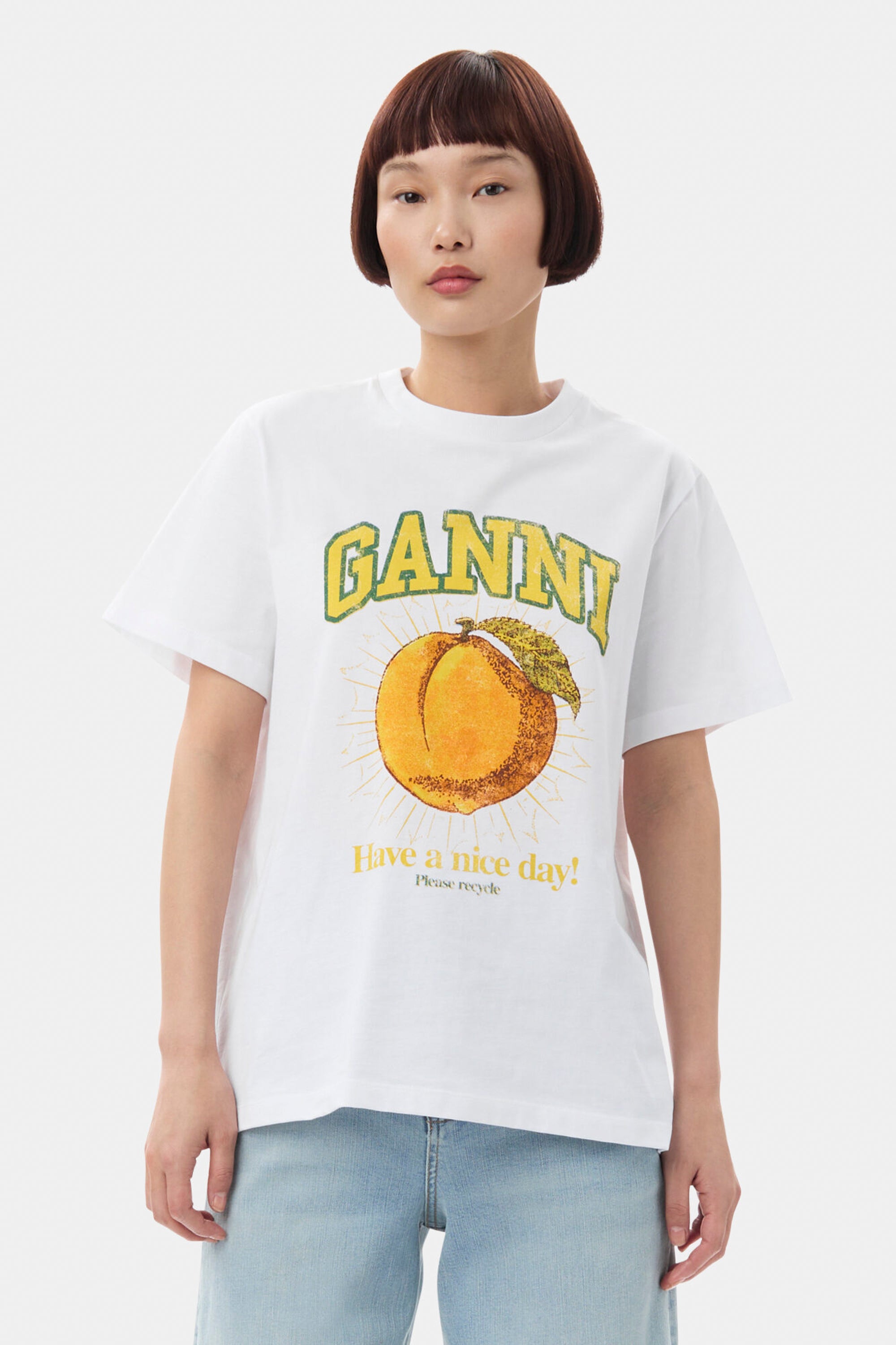 Ganni Basic Jersey Peach Relaxed T-shirt | Garmentory