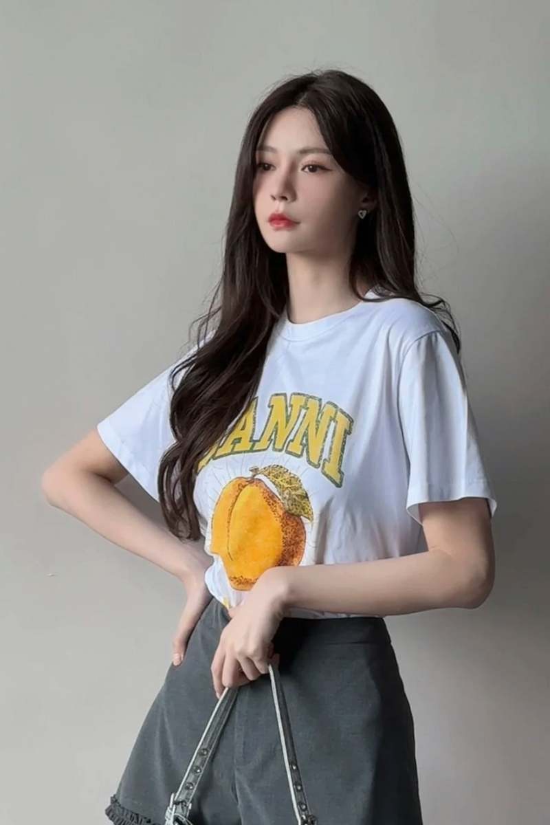 Ganni Basic Jersey Peach Relaxed T-shirt | Garmentory