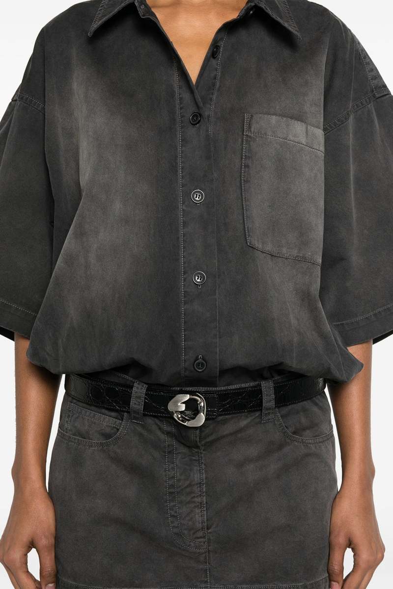 Alexander Wang Short Sleeve Prestyled Mini Shirt Dress