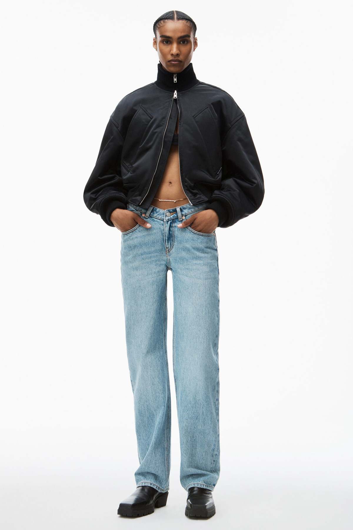 ALEXANDER WANG V FRONT RELAXED JEAN GOLD NAMEPLATE CHAIN