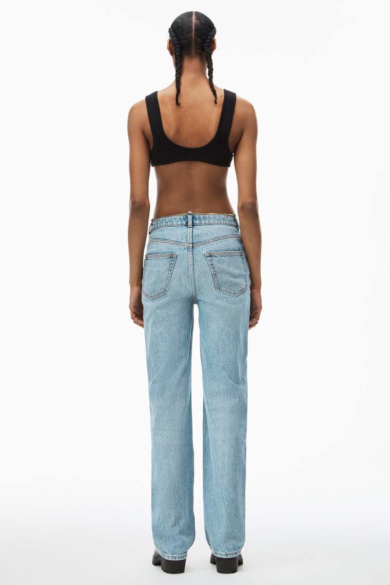 ALEXANDER WANG V FRONT RELAXED JEAN GOLD NAMEPLATE CHAIN