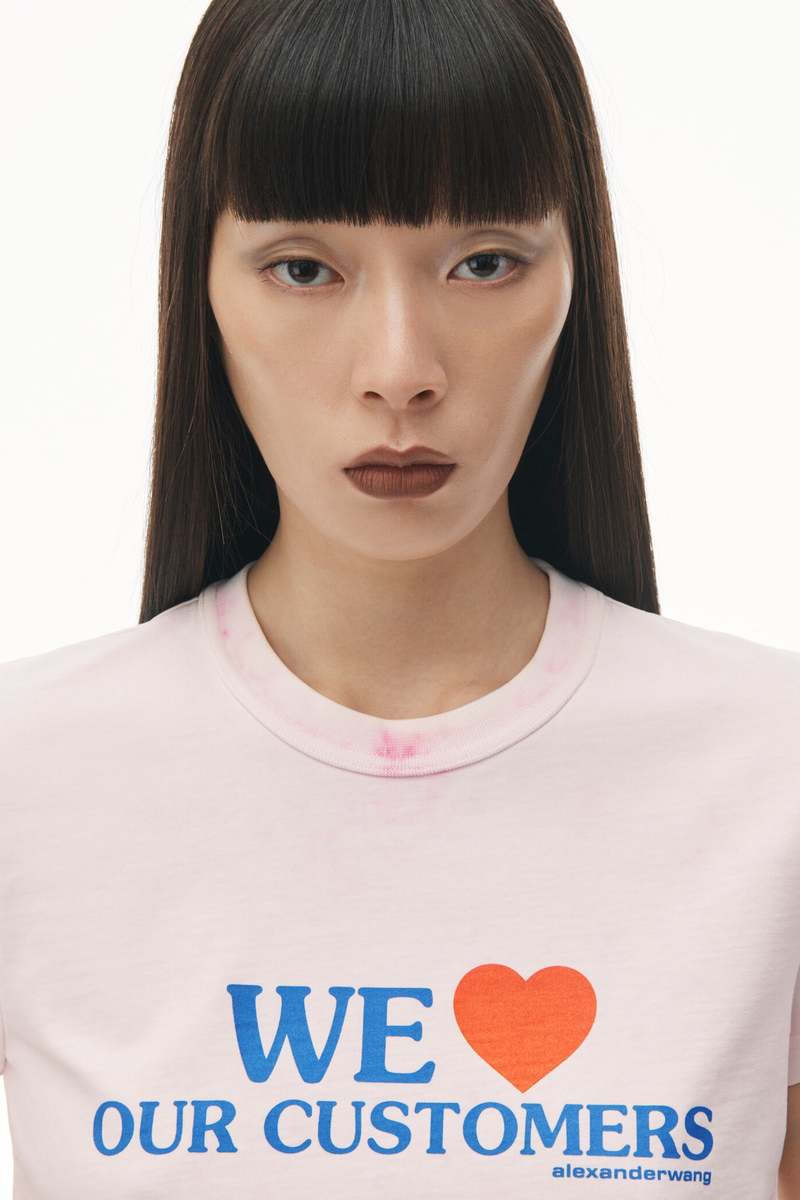 Alexander Wang We Love Our Customers Shrunken Tee W/ Bleach
