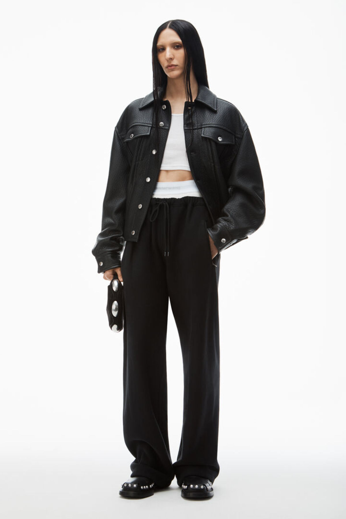 【関税込み】WIDE LEG SWEATPANT W/ LOGO ELASTIC EXPOSED BRIEF ALEXANDER WANG WIDE LEG W LOGO ELASTIC EXPOSED BRIEF