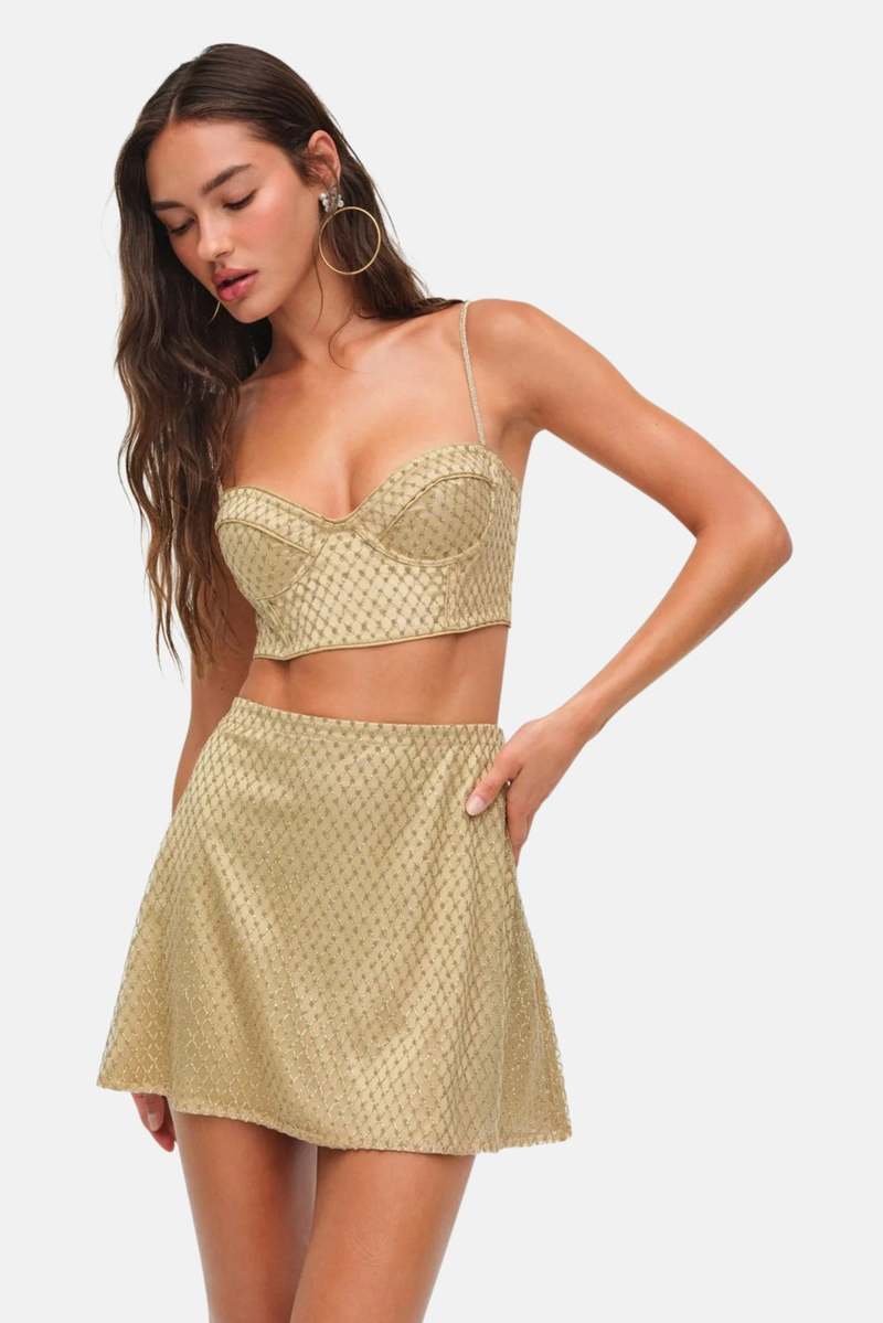 gold bustier top