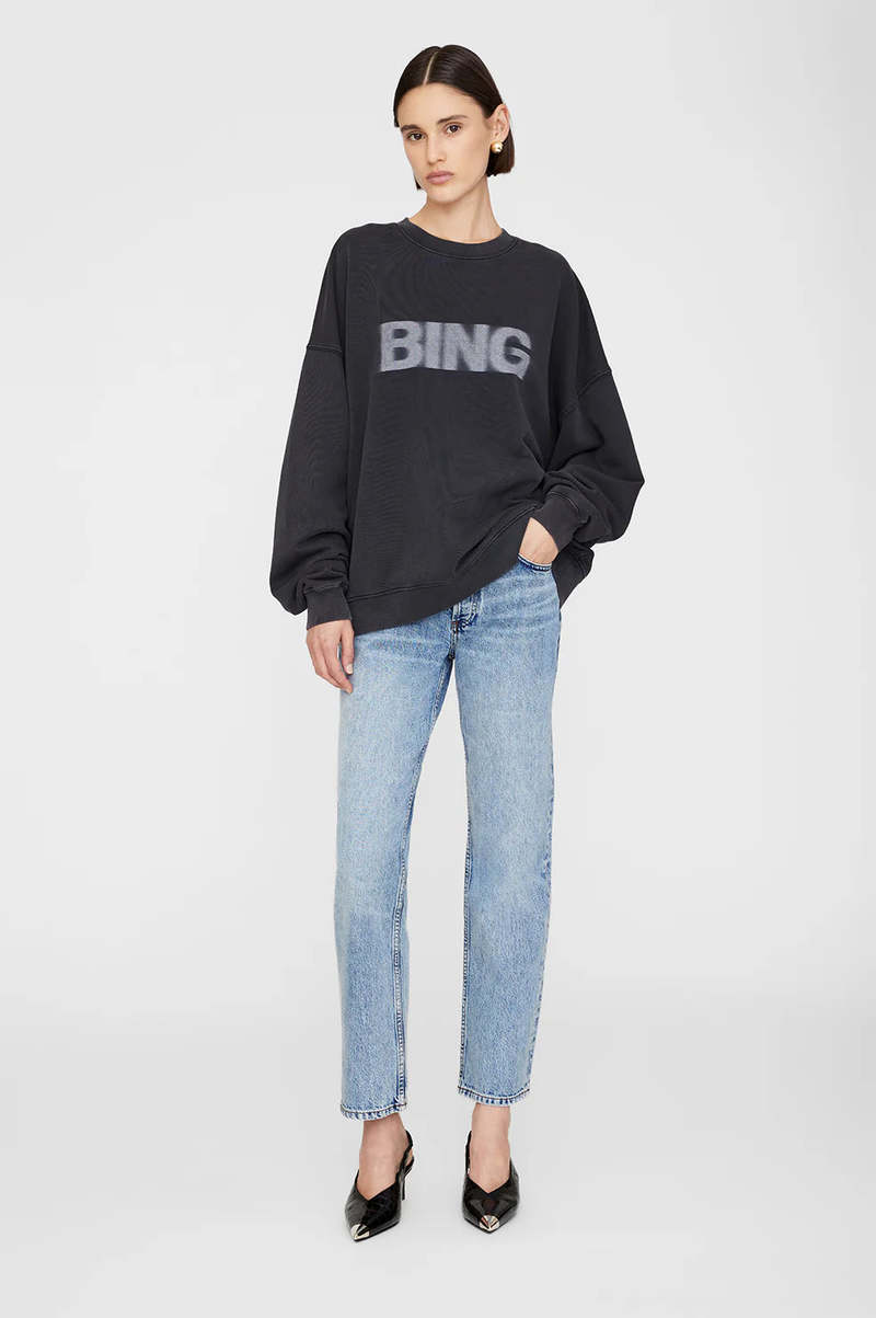 その他 ANINE BING FW25 MILES FLEECE OVER (A0811205BEL26 DARK BLUE) Miles Sweatshirt Framed Monogram - Washed Navy – Superette