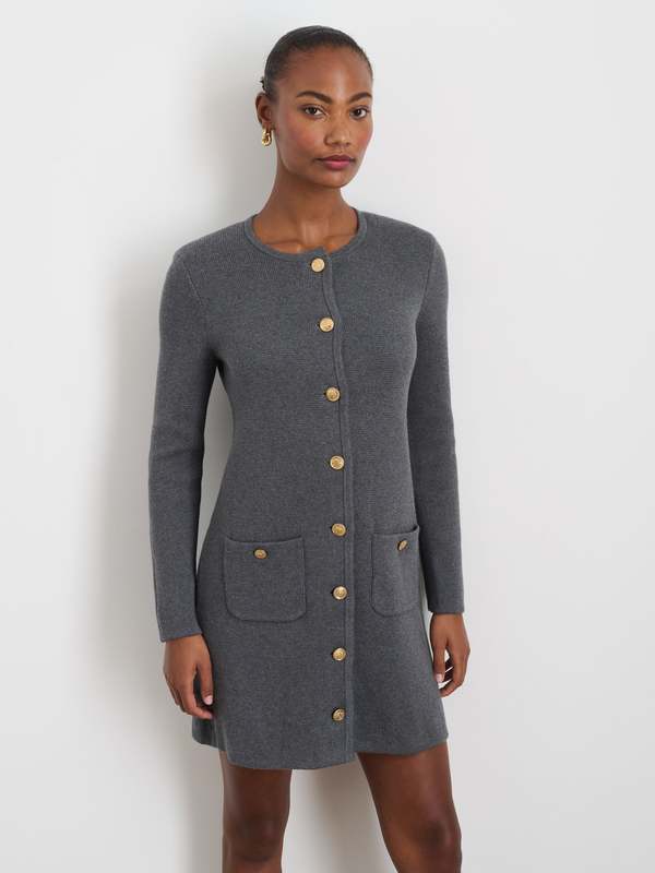 slim fit dress slacks Miya Knit Cardigan Dress S/M / Heather Gray