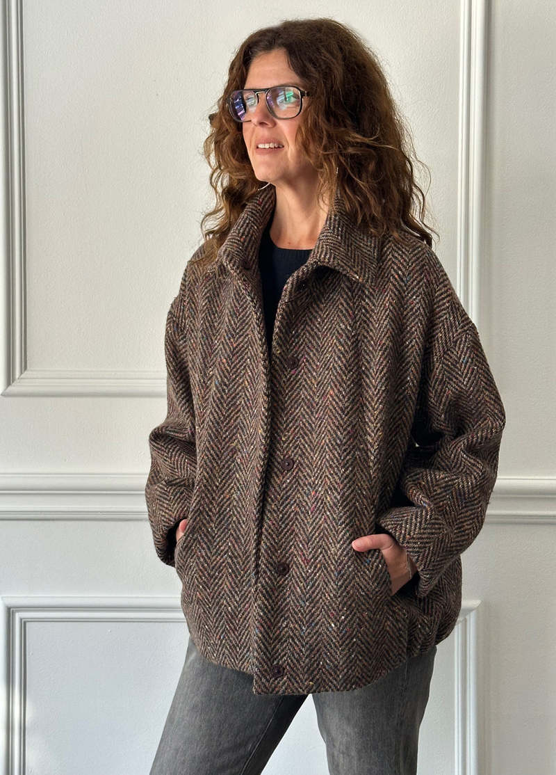 Mercy House Donegal Tweed Car Coat - Brown Fleck | Garmentory