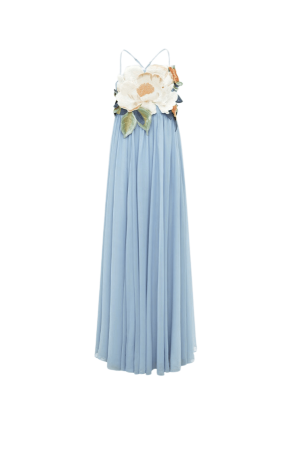 Leo Lin Agnes Applique Floral Maxi Dress - Powder Blue