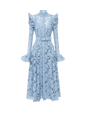 Leo Lin Aliyah Lace Butterfly Sleeve Midi Dress - Powder Blue | Garmentory