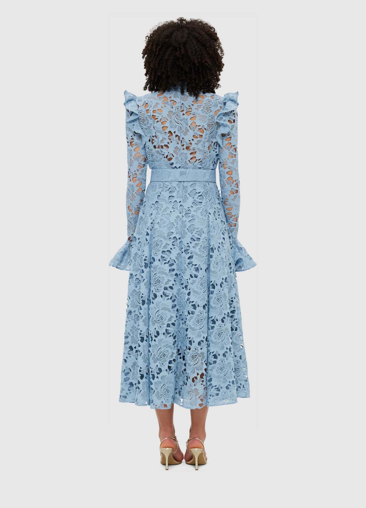 Leo Lin Aliyah Lace Butterfly Sleeve Midi Dress - Powder Blue | Garmentory