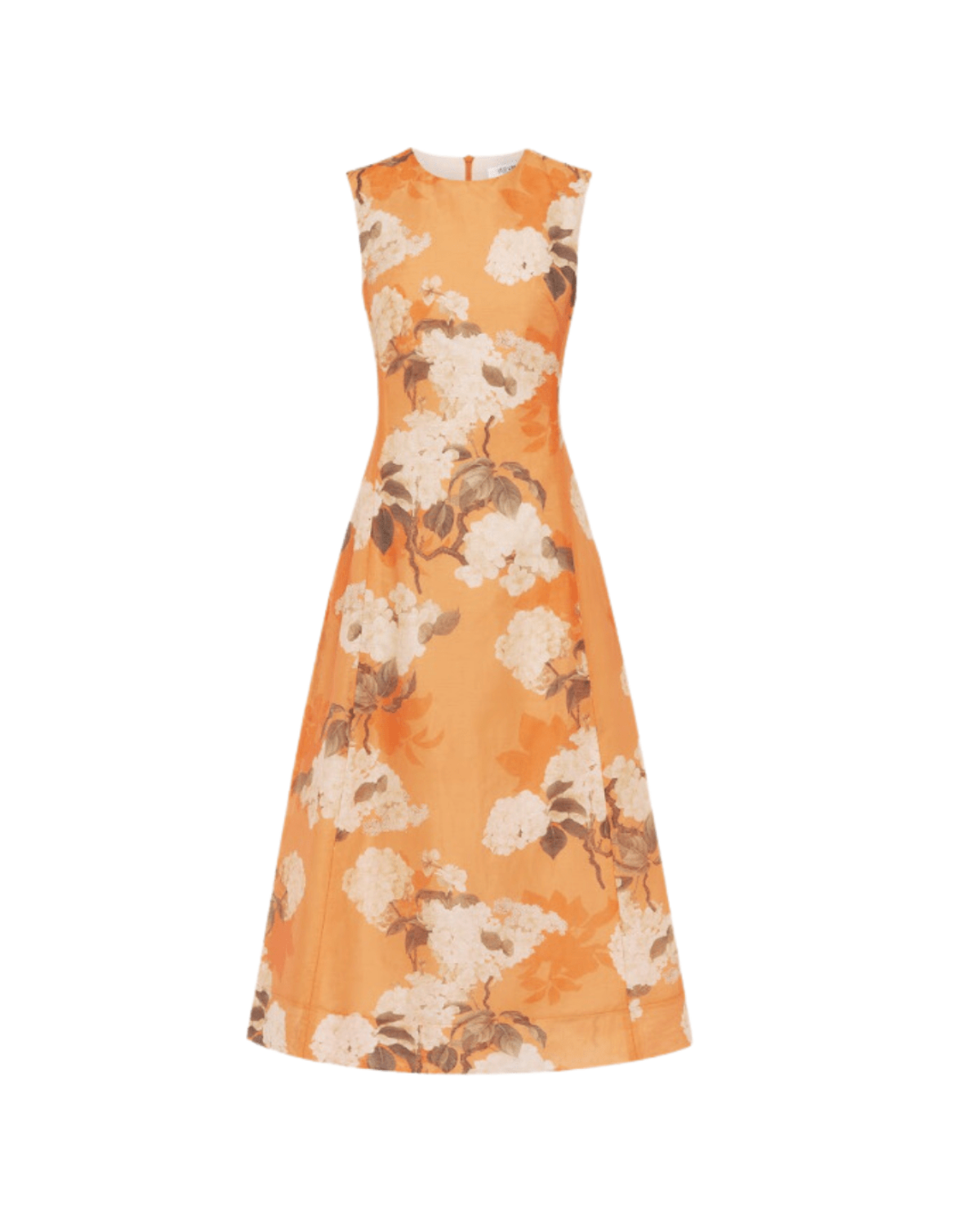 Leo Lin Cleo Sleeveless Midi Dress - Hydrangea Print Tangerine | Garmentory