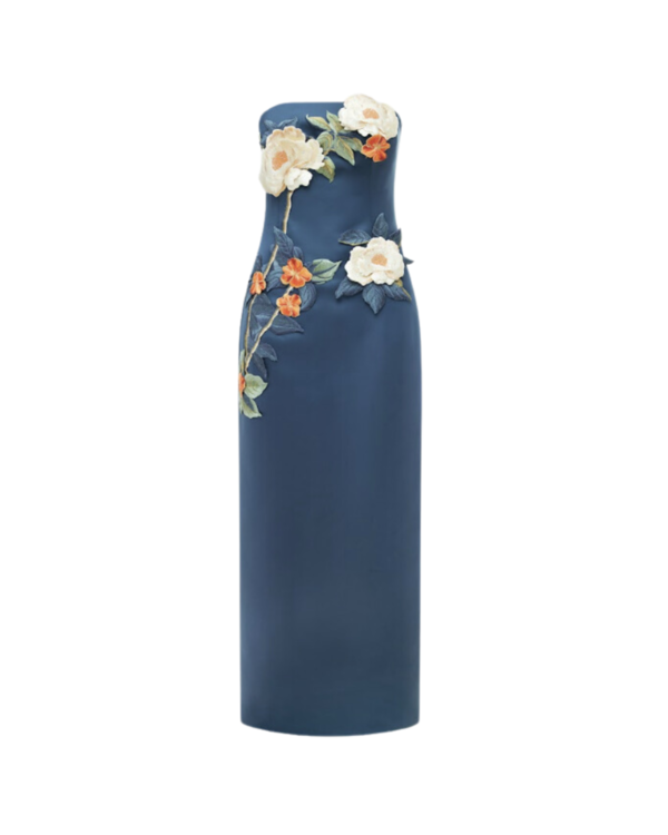 RAYNA APPLIQUE FLORAL BUSTIER MAXI DRESS | Garmentory