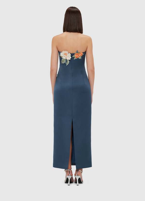 RAYNA APPLIQUE FLORAL BUSTIER MAXI DRESS | Garmentory