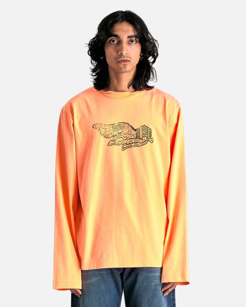 Acne Studios Edden Logowings T-Shirt - Neon Orange | Garmentory
