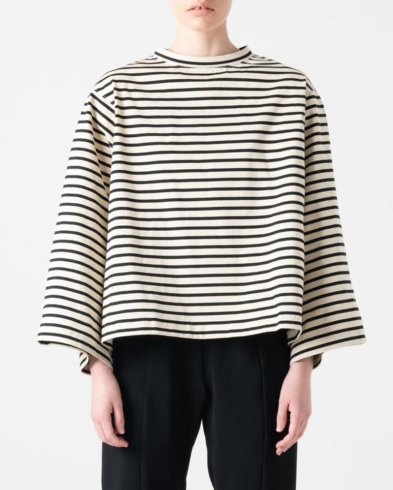 トップス COG THE BIGSMOKE  KAMILA WIDE SLEEVE T COG The Big Smoke Kamila Wide Sleeve T-Shirt - Ivory/Black