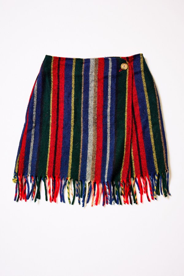 Carleen Fringe Wrap Mini - Stripe