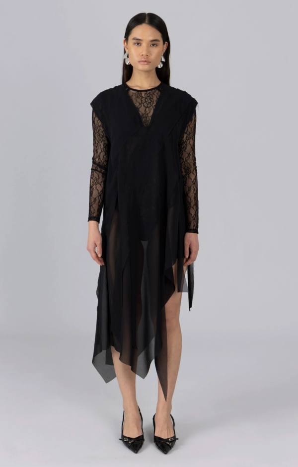 esthe Sheer Distressed Maxi Dress - Black | Garmentory