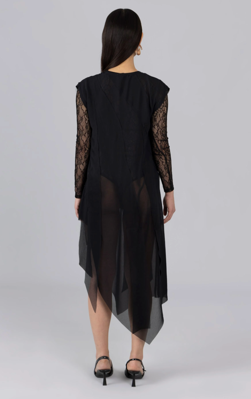 esthe Sheer Distressed Maxi Dress - Black | Garmentory