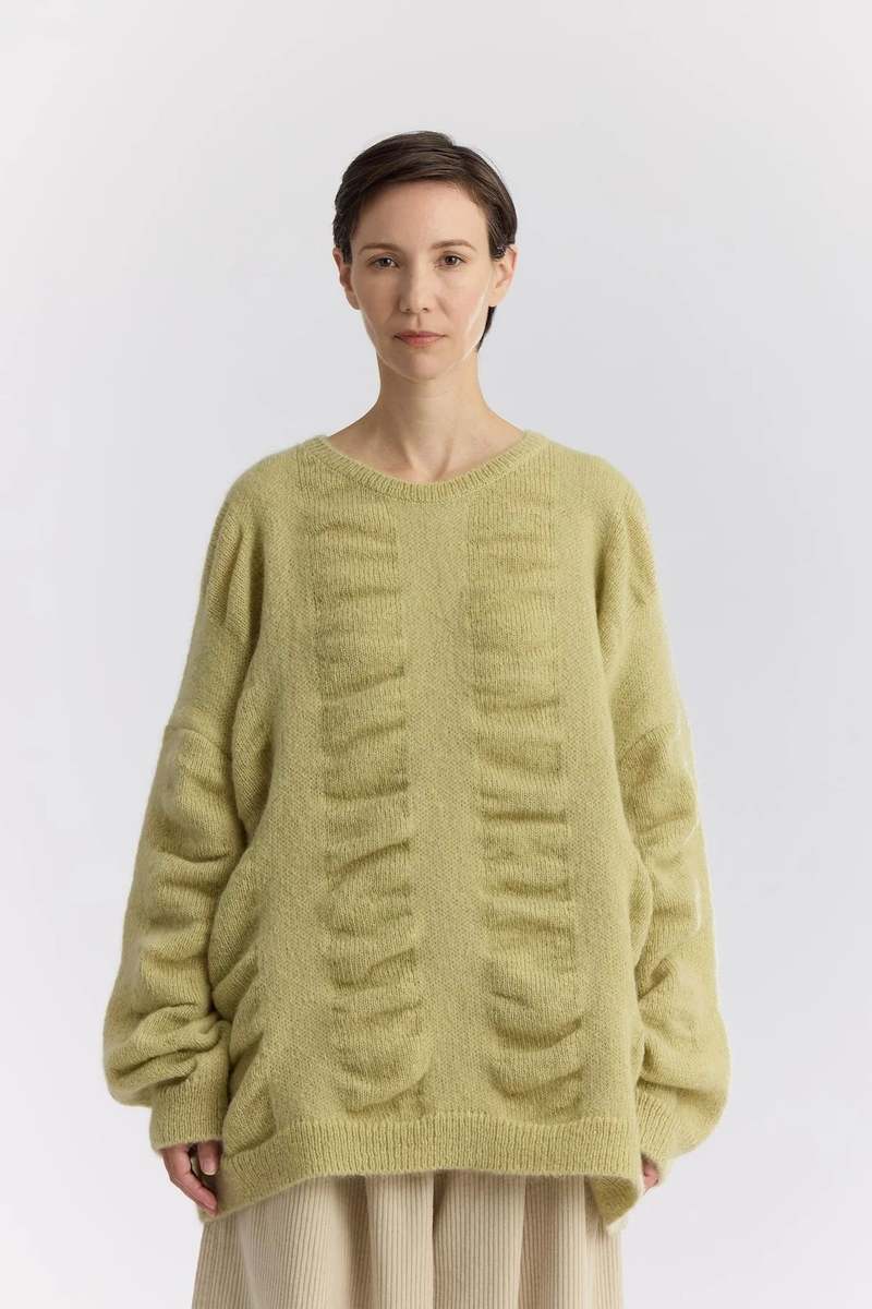 Black Crane Waterfall Sweater - Lime Black Crane Waterfall Sweater - Lime