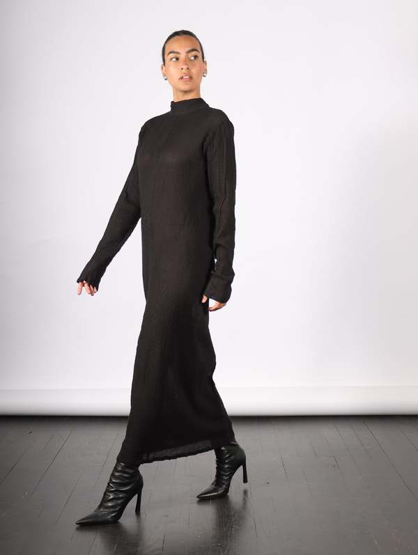Issey Miyake Karami Wool Dress - Black | Garmentory