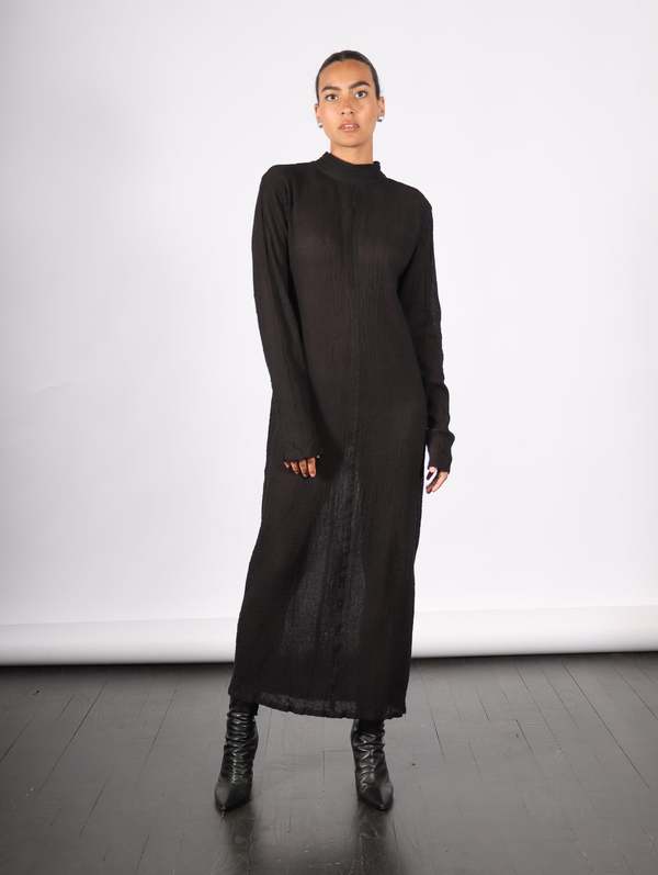 Issey Miyake Karami Wool Dress - Black | Garmentory
