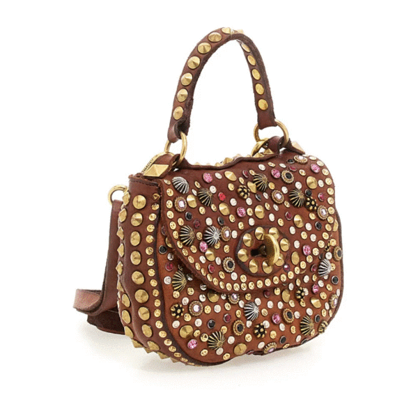 Sac Bandoulière Mini Campomaggi Cognac - Cuir Véritable Italien - Neuf Avec étiquettes