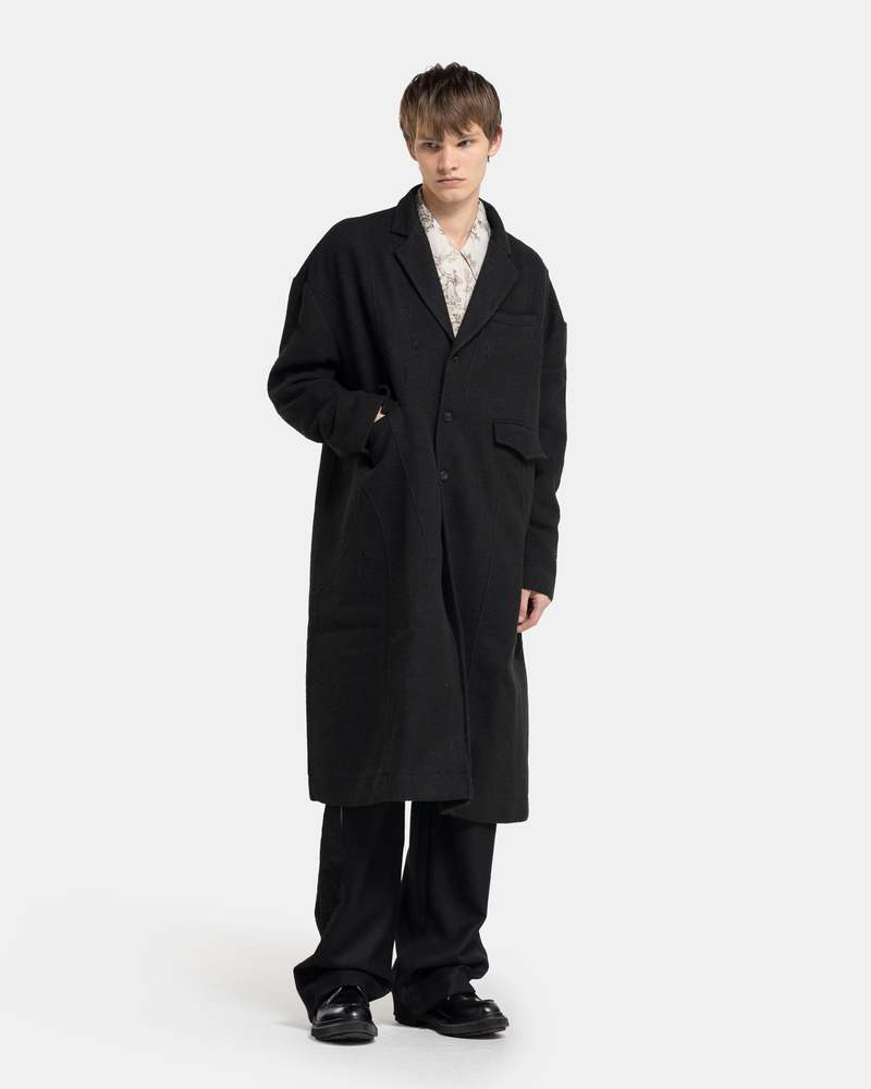 Professor.E Aged Wool Coat - Black | Garmentory
