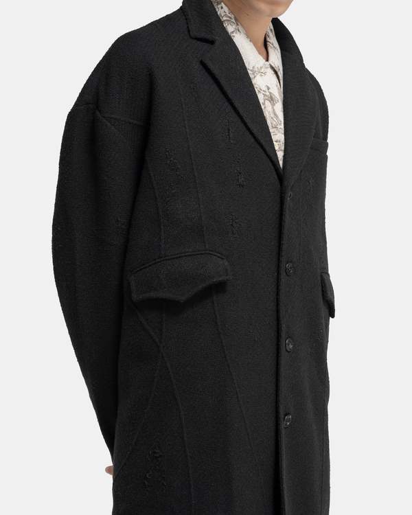 Professor.E Aged Wool Coat - Black | Garmentory