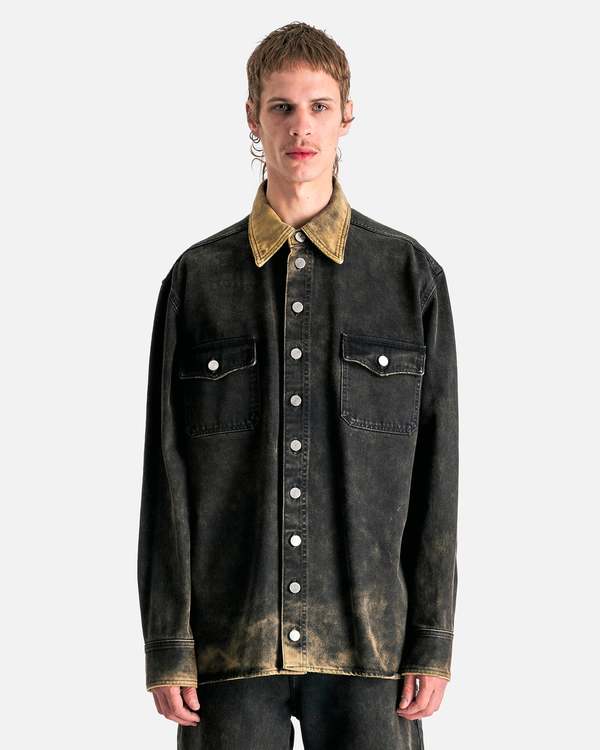 Namacheko Hank Denim Shirt - Black/Mustard | Garmentory