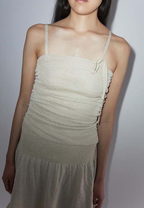 PALOMA WOOL｜DRESSES (Jeny (TJ1102-802)) JENY-Grey fitted, bandeau dress with adjustable straps