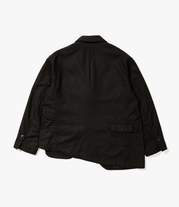 Engineered Garments Solid Poly Wool Flannel Slanted Jacket - Black