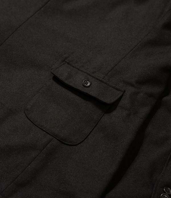 Engineered Garments Solid Poly Wool Flannel Slanted Jacket - Black