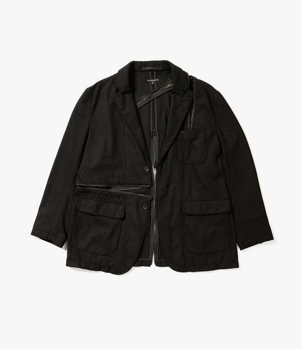 Engineered Garments Solid Poly Wool Flannel Zip Jacket - Black