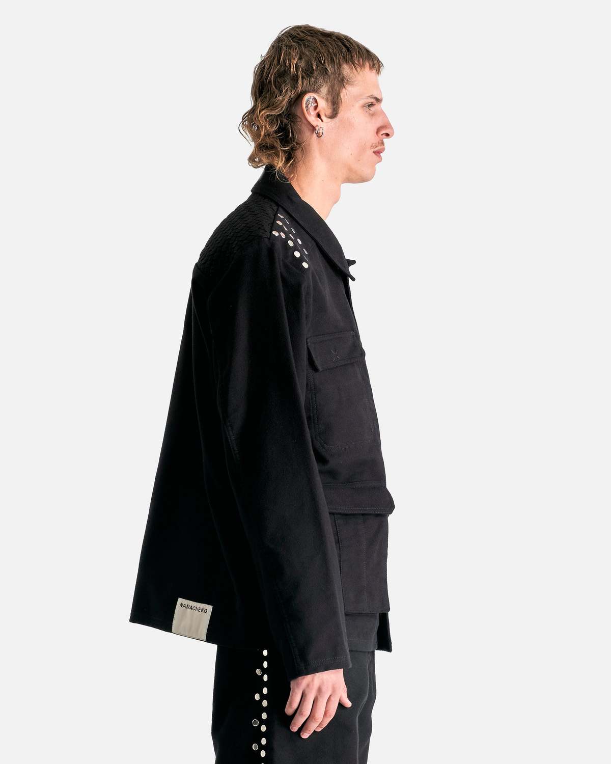 ジャケット NAMACHEKO Black belted jacket in wool blend ジャケット NAMACHEKO Black belted jacket in wool blend