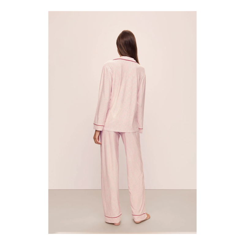 Eberjey Gisele Printed Long Pj Set - Duo Stripe Haute Red