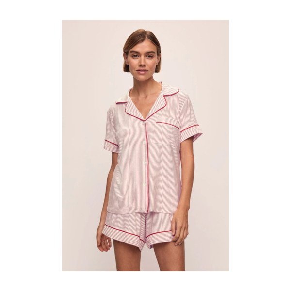 Eberjey Women Gisele Short Sleeve Pants PJ Set Thistle/Ivory