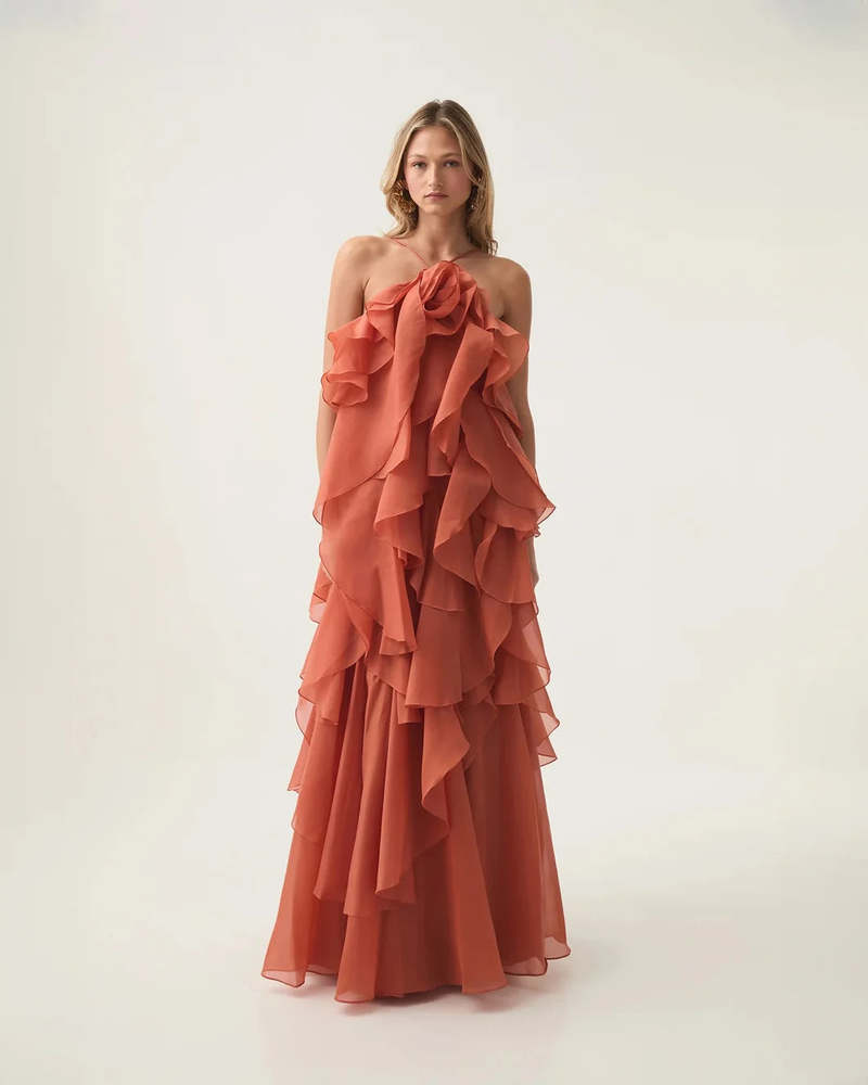 Aje Pandorea Layered Maxi Dress - Coral Clay | Garmentory