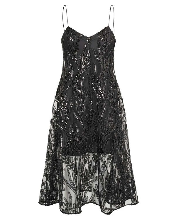 Stine Goya V-Neck Midi Dress - Abstract Embellishment