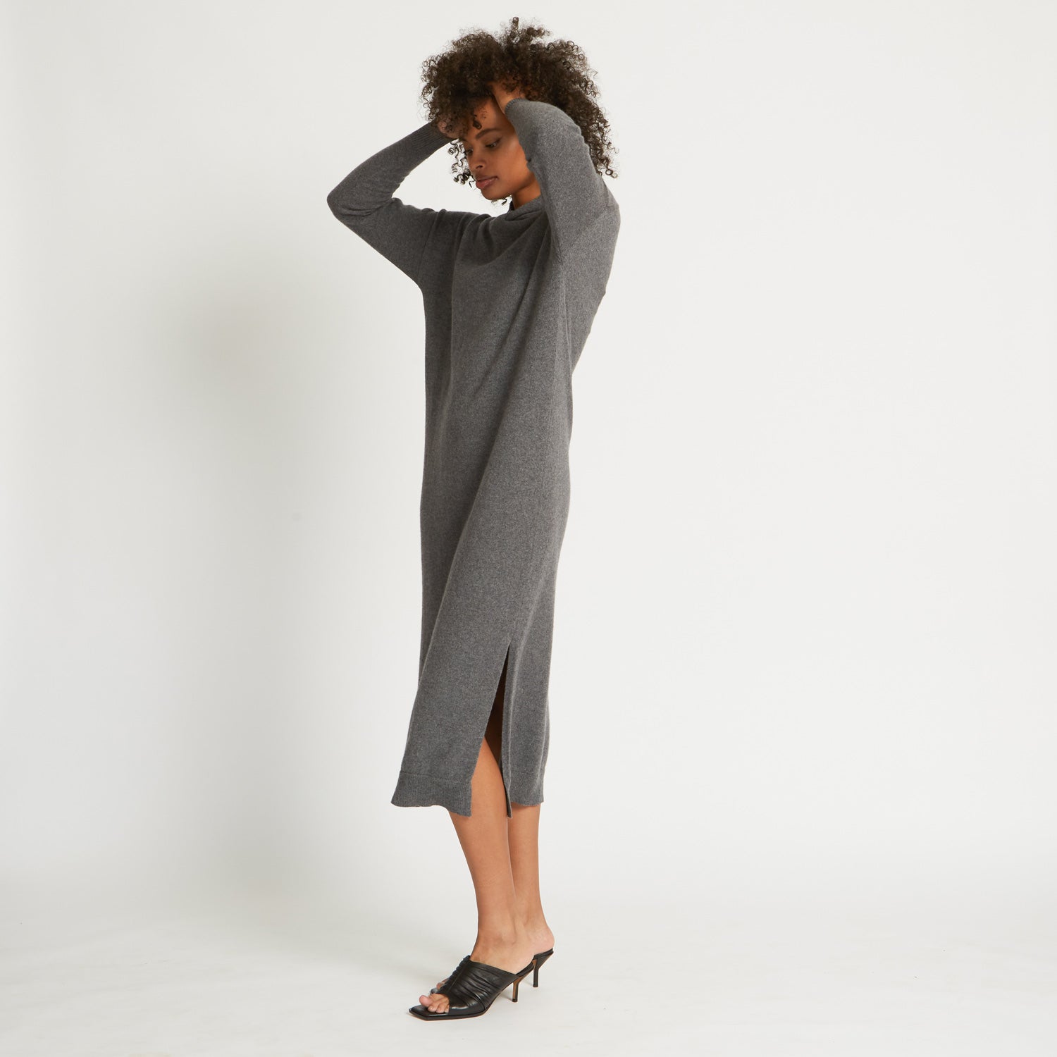 slim fit dress slacks Two-Toned Color-Blocked Sweater Dress (Mauve/Charcoal Grey) Small main image 1