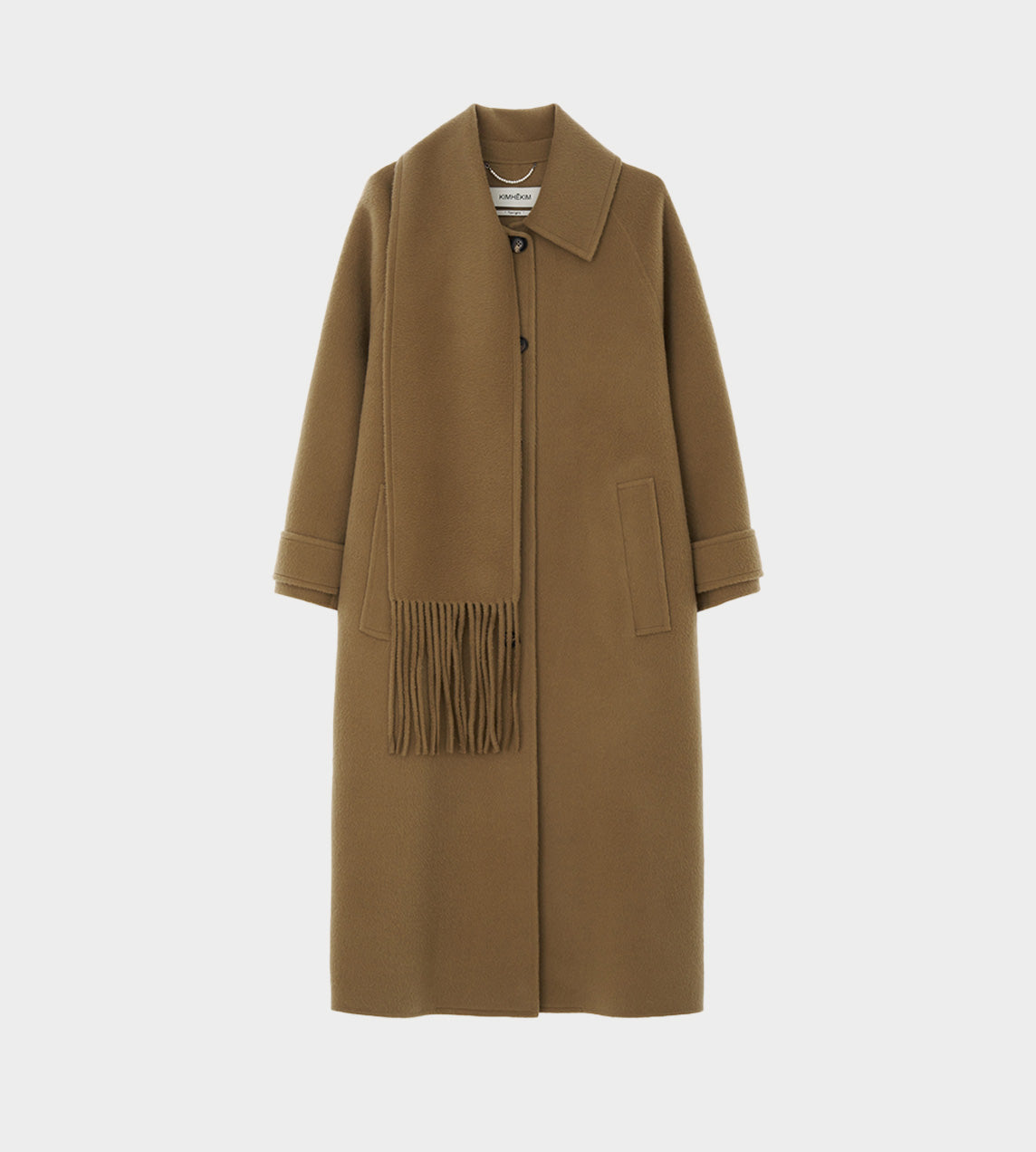 ☆Alpaca Fringe Scarf Long Coat/KIMHEKIM☆ KIMHEKIM Alpaca Fringe Scarf Long Coat | Garmentory