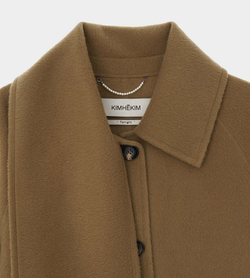 【KIMHEKIM】Alpaca Fringe Scarf Long Coat (Beige) KIMHEKIM Alpaca Fringe Scarf Long Coat | Garmentory