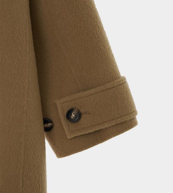 【KIMHEKIM】Alpaca Fringe Scarf Long Coat (Beige) KIMHEKIM Alpaca Fringe Scarf Long Coat | Garmentory