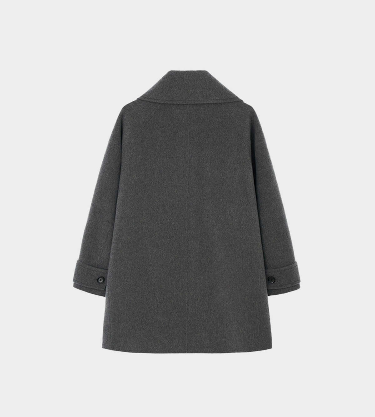 【KIMHEKIM】Cashmere Fringe Scarf Half Coat (Charcoal) Scarf Detail Half Coat (Charcoal) - KIMHĒKIM