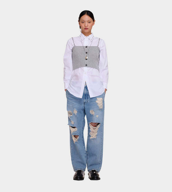 KIMHEKIM(キムヘキム) Chain Embellishment Destroyed Jeans KIMHEKIM Chain Embellishment Destroyed Jeans | Garmentory