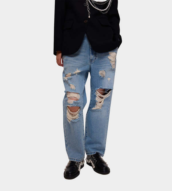 お早めに！■KIMHEKIM■Chain Embellishment Destroyed Jeans KIMHEKIM(キムヘキム) Chain Embellishment Destroyed Jeans