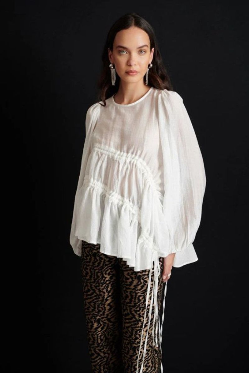 トップス TYPESERVICE Rabbit Ruched Top white 7차] Rabbit Ruched Top [White] - 타입서비스